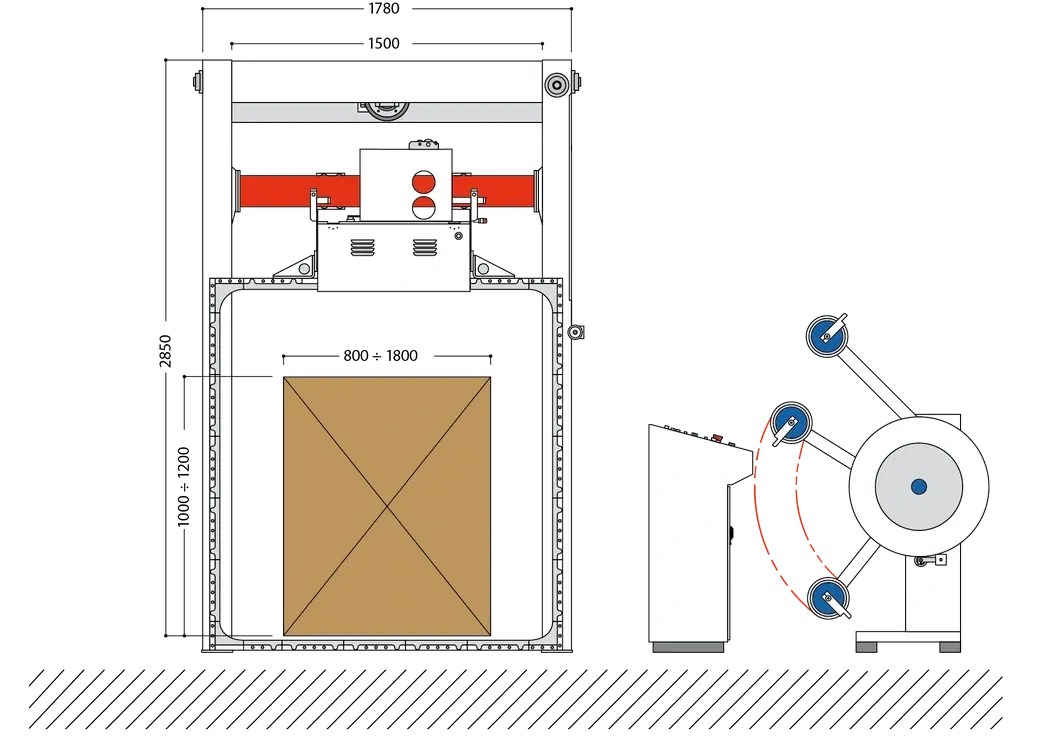 Plano técnico de Cintadora automática vertical